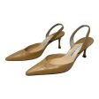 Carolyne Slingback Leather Heels Shoes Luxury Designer By Manolo Blahnik In Beige, Size: 10 For Sale