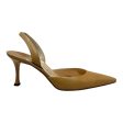 Carolyne Slingback Leather Heels Shoes Luxury Designer By Manolo Blahnik In Beige, Size: 10 For Sale